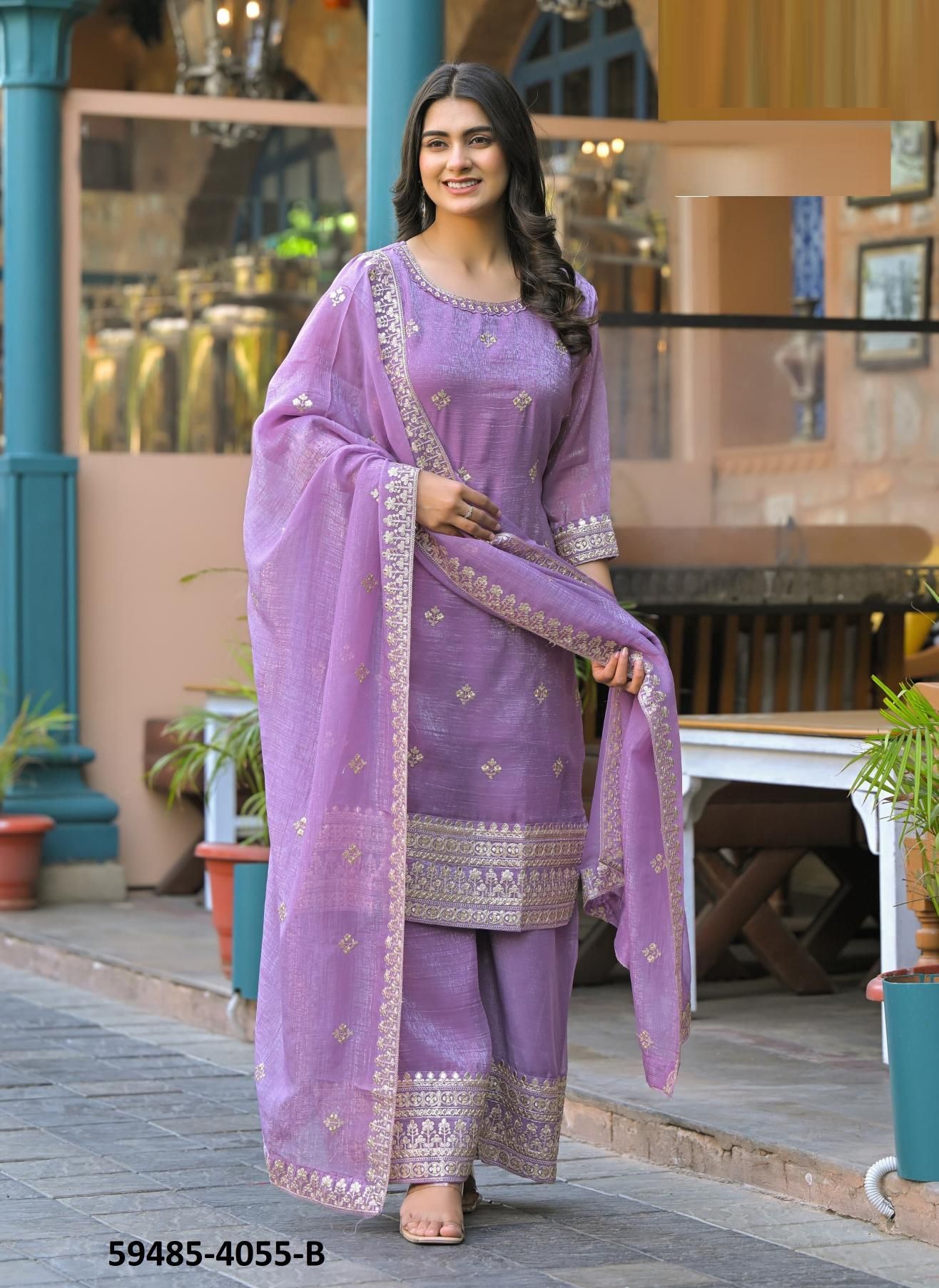 KASHAF - Catalog # 59485 (Set of 4 SIZE-SETS [Readymade Salwar Suits]) by Brand AFSANA