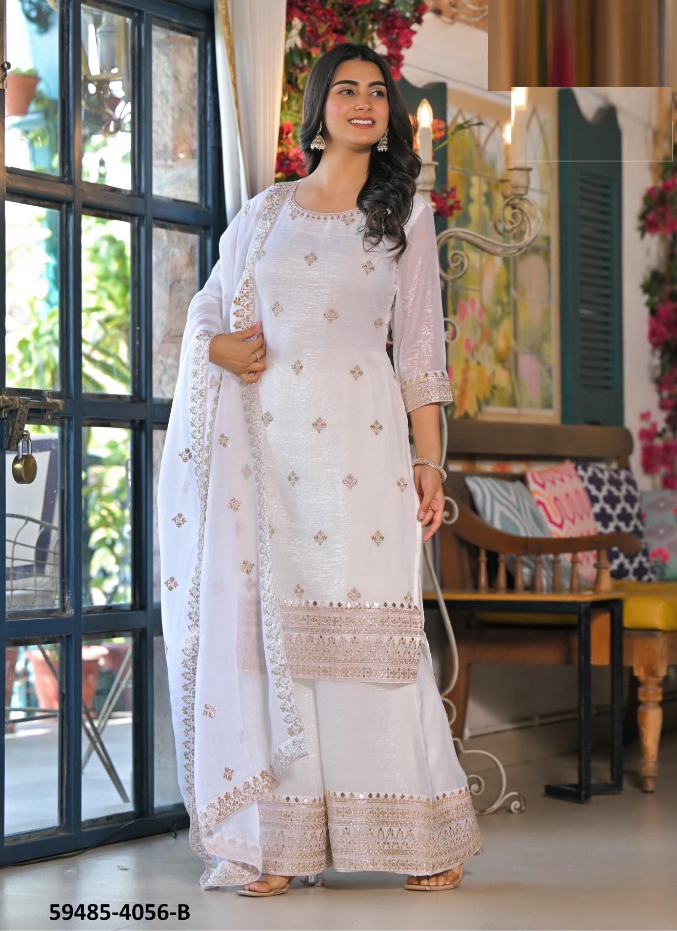 KASHAF - Catalog # 59485 (Set of 4 SIZE-SETS [Readymade Salwar Suits]) by Brand AFSANA
