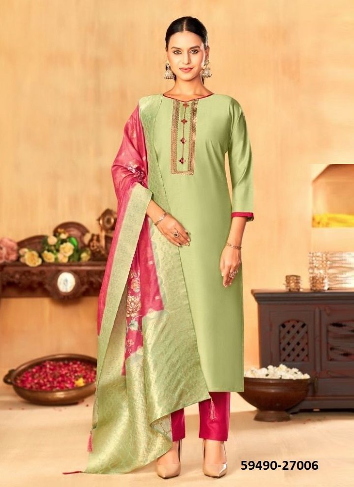 VYOMIKA - Catalog # 59490 (Set of 12 Readymade Salwar Suits) by Brand MEHERIYA