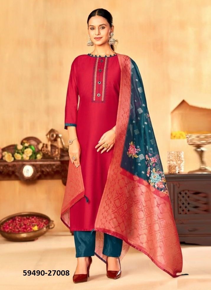 VYOMIKA - Catalog # 59490 (Set of 12 Readymade Salwar Suits) by Brand MEHERIYA