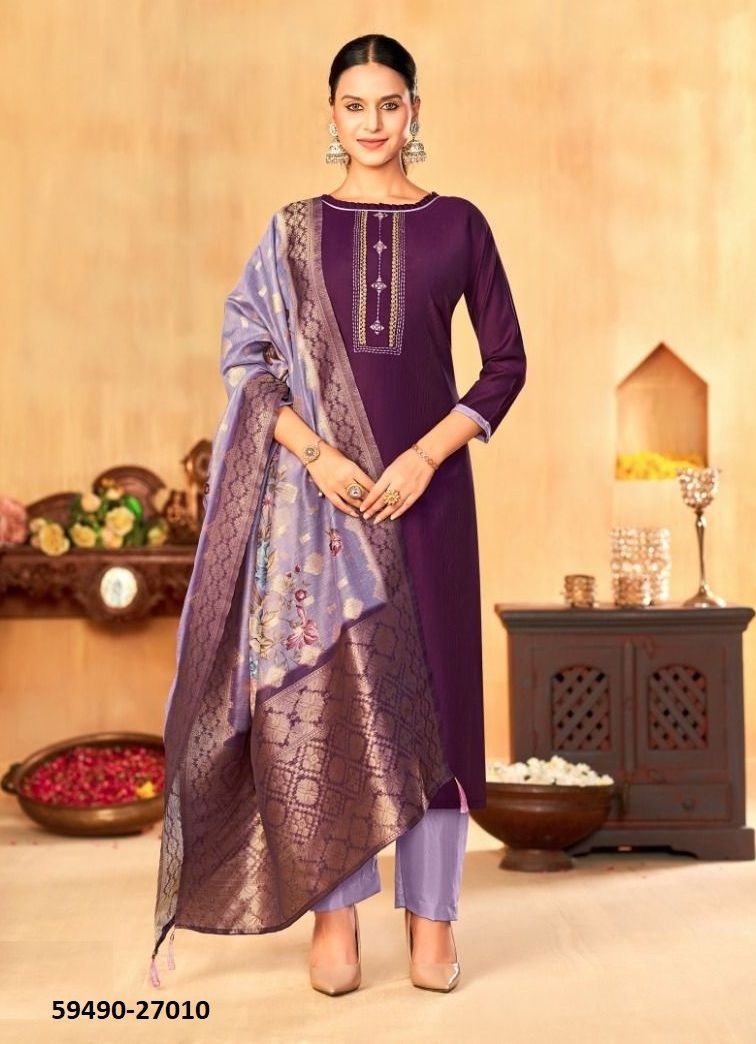 VYOMIKA - Catalog # 59490 (Set of 12 Readymade Salwar Suits) by Brand MEHERIYA