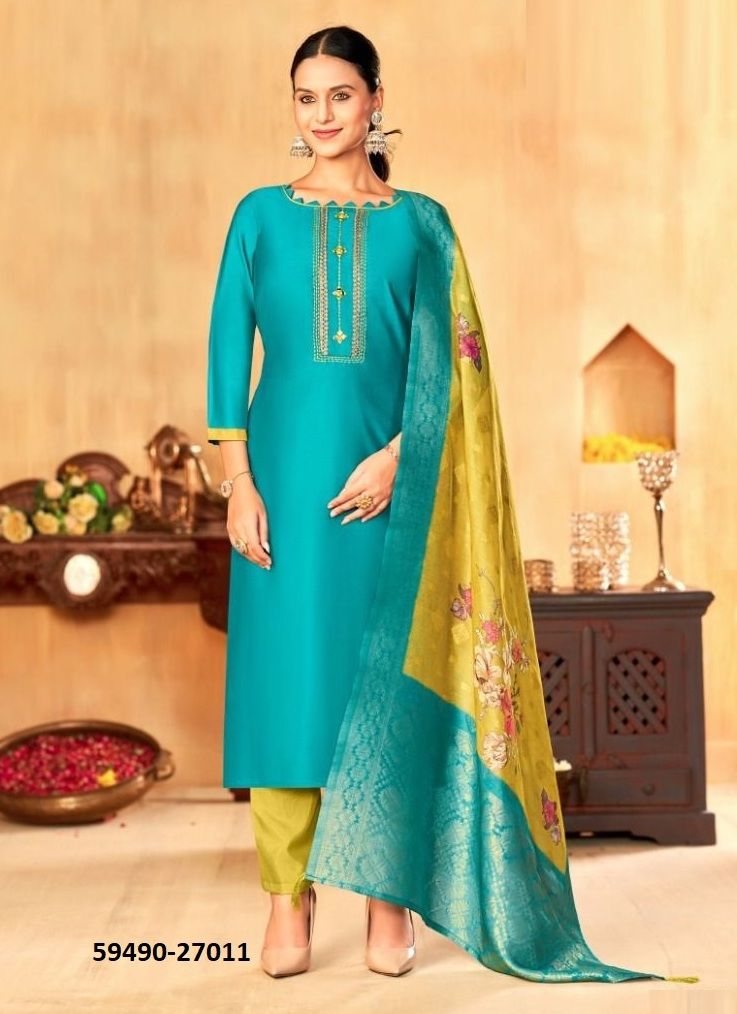 VYOMIKA - Catalog # 59490 (Set of 12 Readymade Salwar Suits) by Brand MEHERIYA