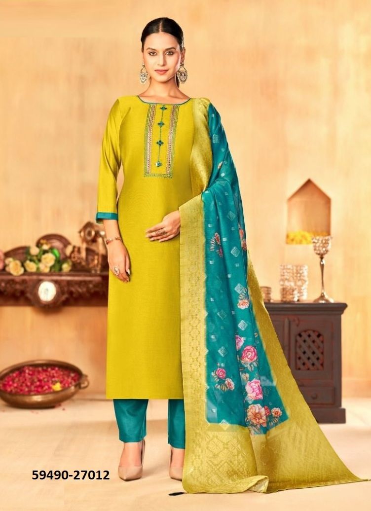 VYOMIKA - Catalog # 59490 (Set of 12 Readymade Salwar Suits) by Brand MEHERIYA