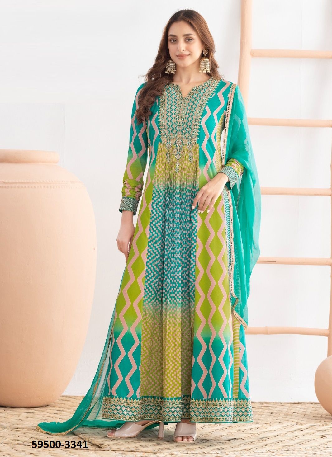 SAAWAN - Catalog # 59500 (Set of 3 Readymade Gowns) by Brand GULZAR COUTURE SAAWAN - Catalog # 59500 (Set of 3 Readymade Gowns) by Brand GULZAR COUTURE