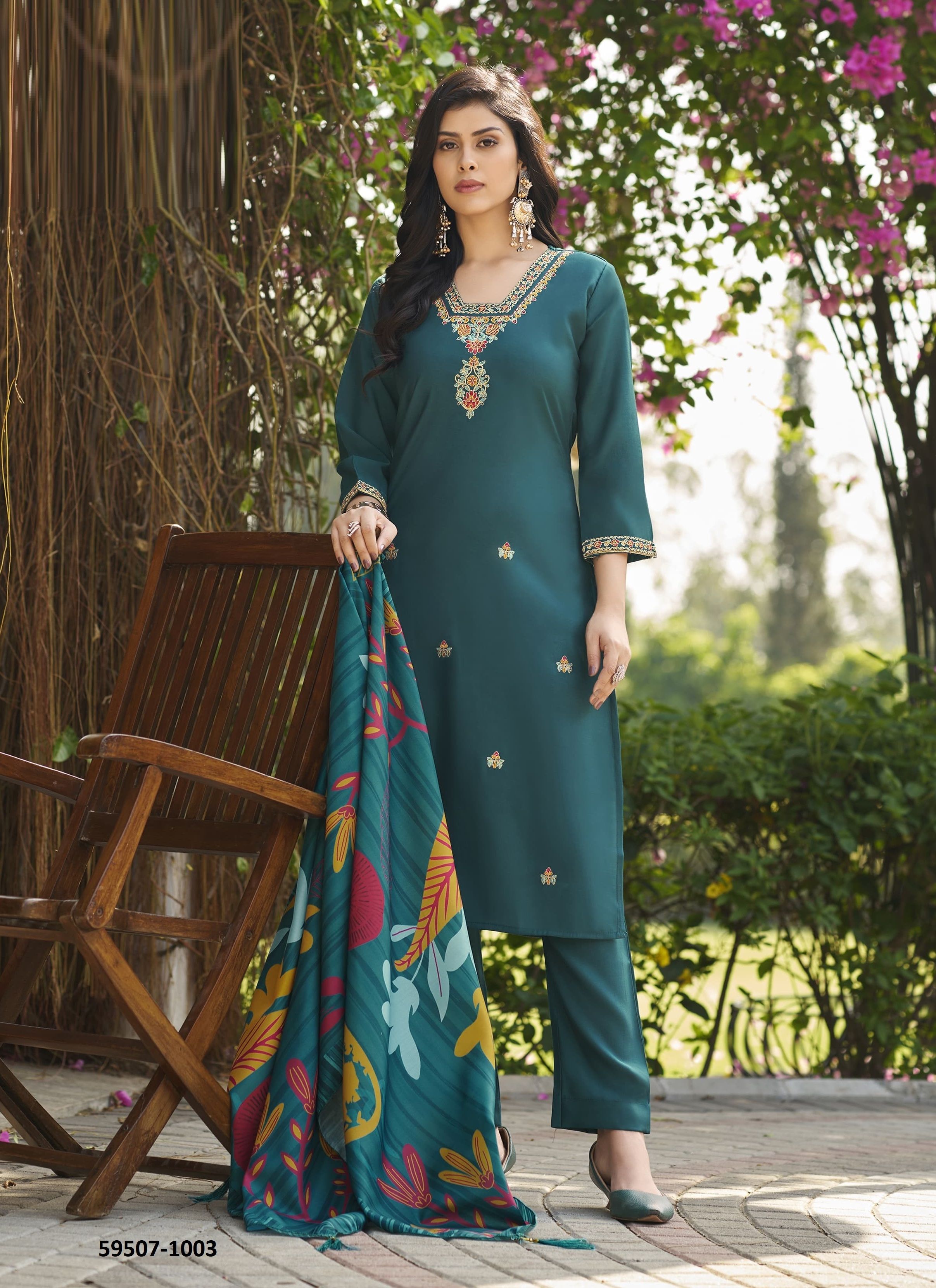MIRALEE - Catalog # 59507 (Set of 6 Readymade Salwar Suits) by Brand WOODEE AHMEDABAD