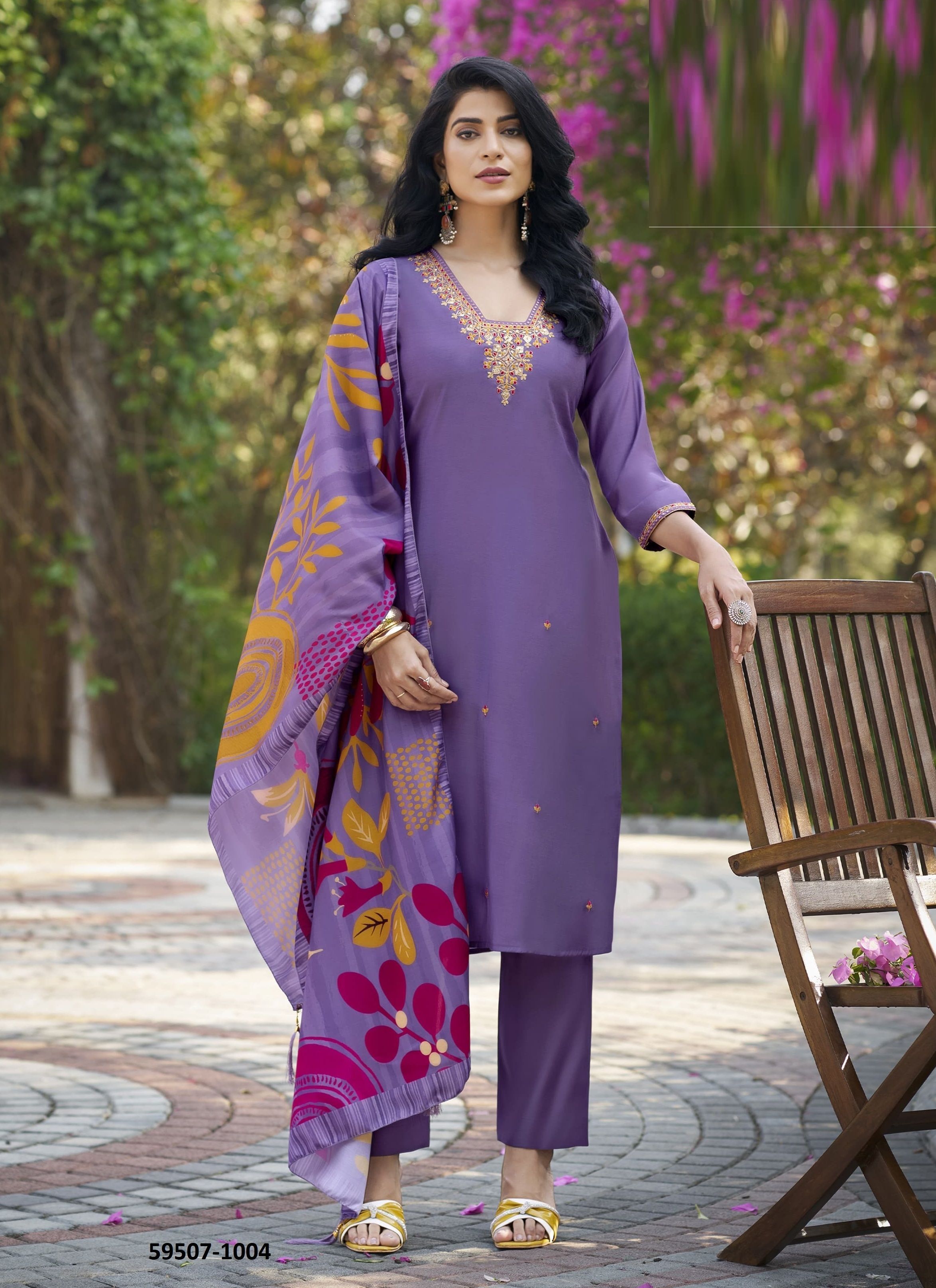 MIRALEE - Catalog # 59507 (Set of 6 Readymade Salwar Suits) by Brand WOODEE AHMEDABAD
