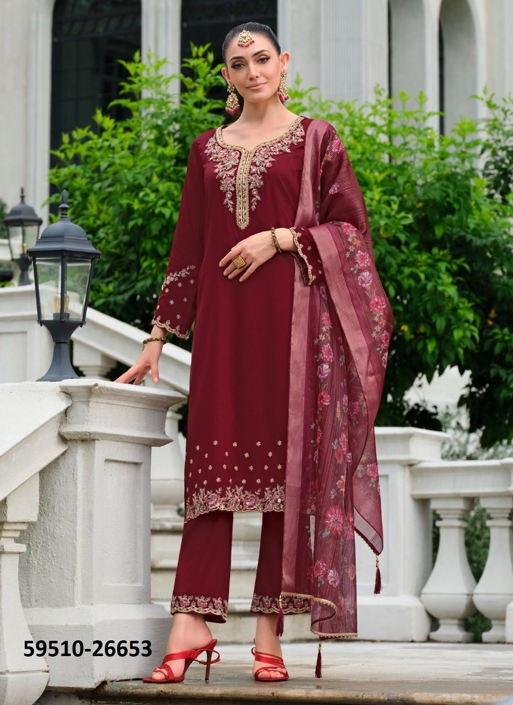 MEHZABEEN - Catalog # 59510 (Set of 4 Readymade Salwar Suits) by Brand LILY & LALI