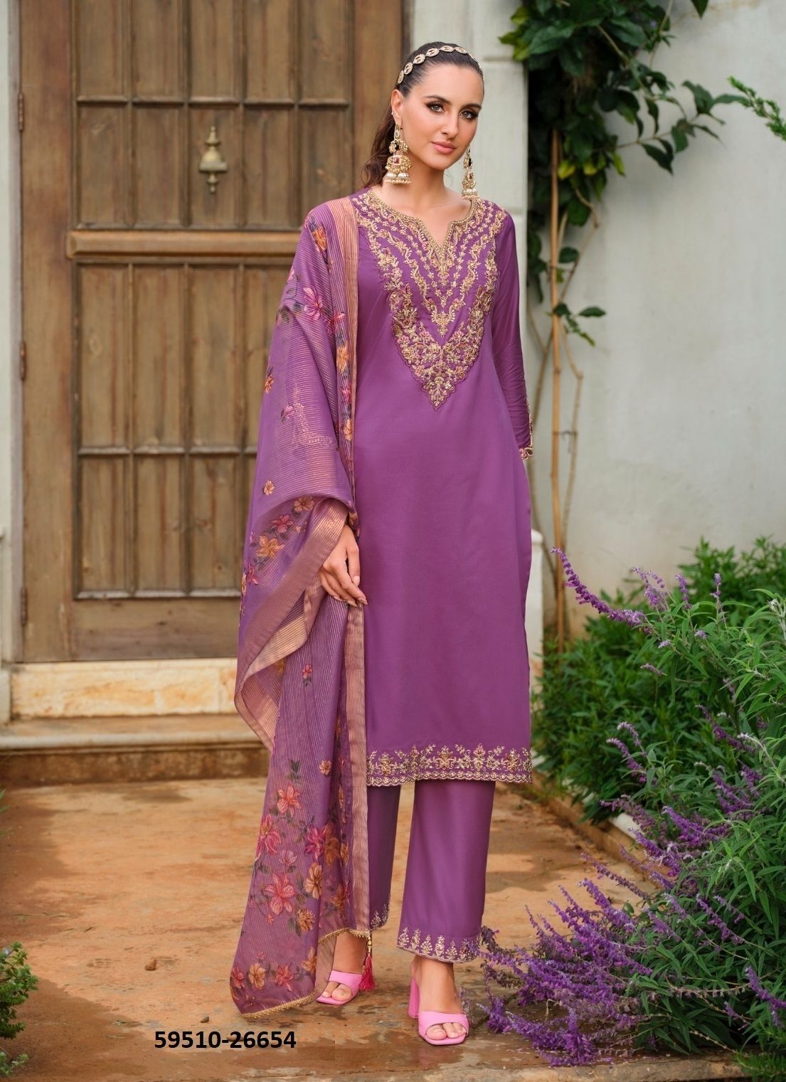 MEHZABEEN - Catalog # 59510 (Set of 4 Readymade Salwar Suits) by Brand LILY & LALI