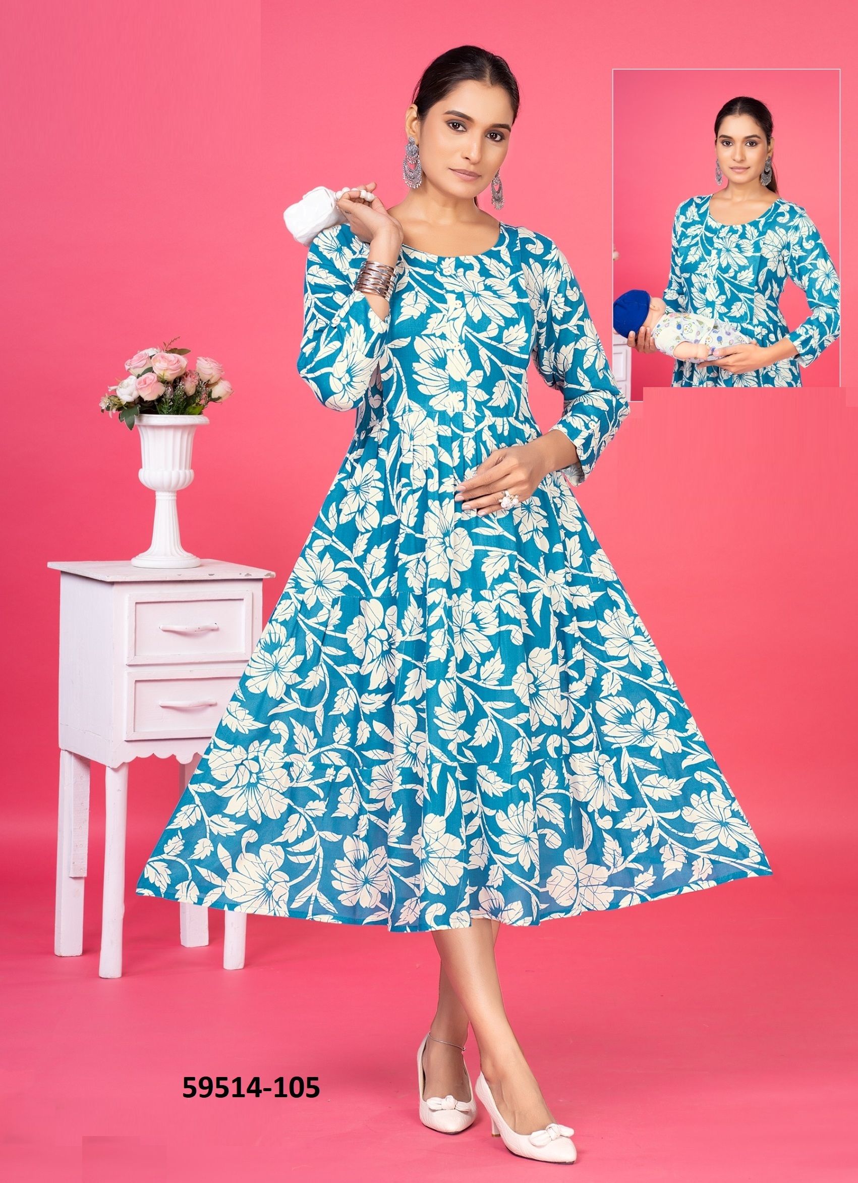 KANCHAN - Catalog # 59514 (Set of 6 Readymade Women's Kurtis / Tops) by Brand DEE CEE