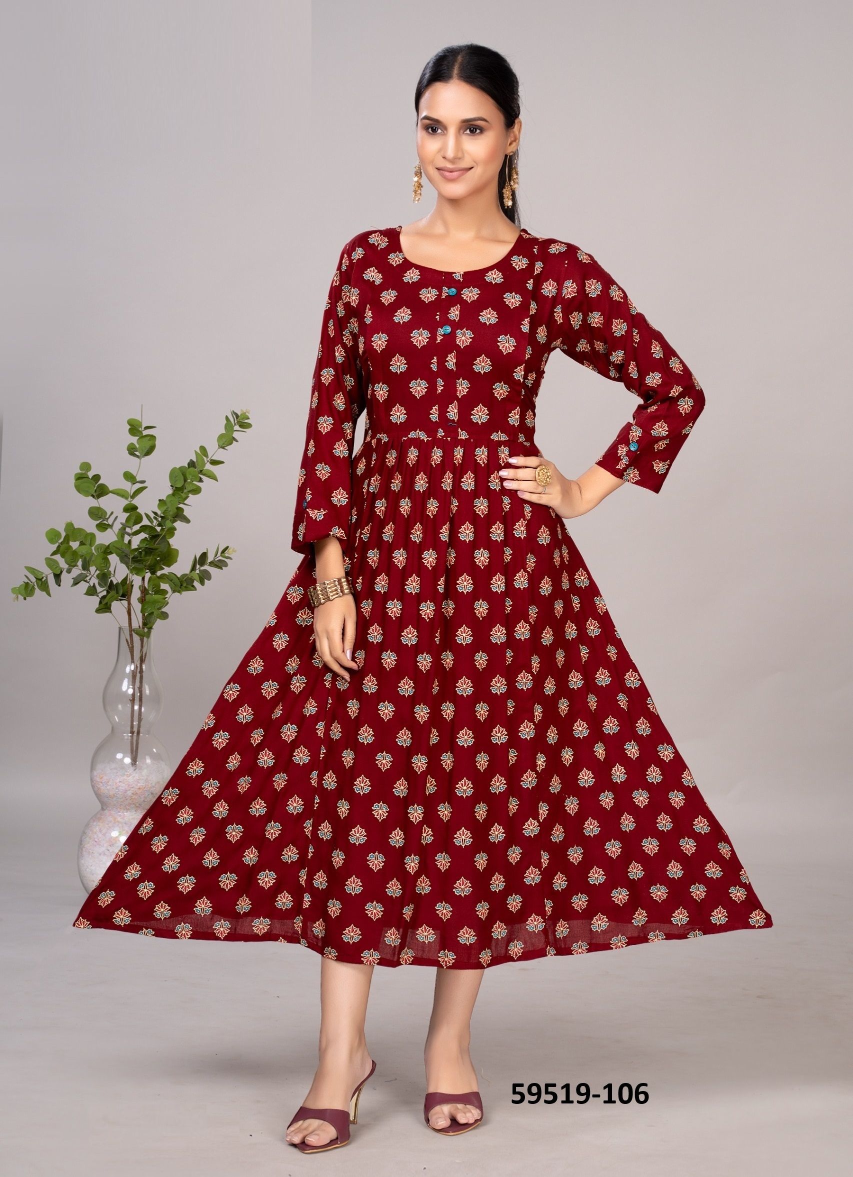 CAT GIRL - Catalog # 59519 (Set of 6 Readymade Women's Kurtis / Tops) by Brand DEE CEE