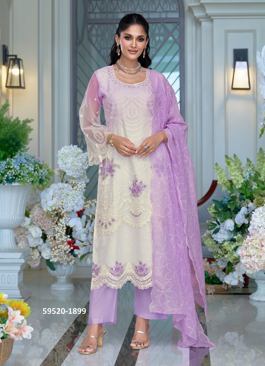 FEMINA 4 COLORS - Catalog # 59520 (Set of 3 Readymade Salwar Suits) by Brand ZAVERI WOMAN