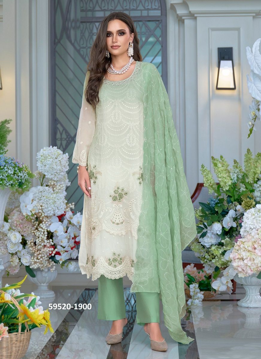 FEMINA 4 COLORS - Catalog # 59520 (Set of 3 Readymade Salwar Suits) by Brand ZAVERI WOMAN
