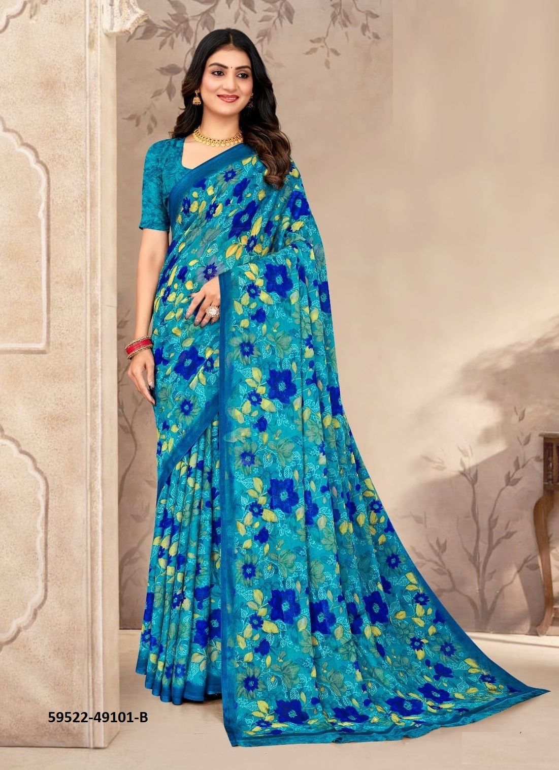 STAR CHIFFON 202 - Catalog # 59522 (Set of 12 Sarees) by Brand RUCHI SAREES