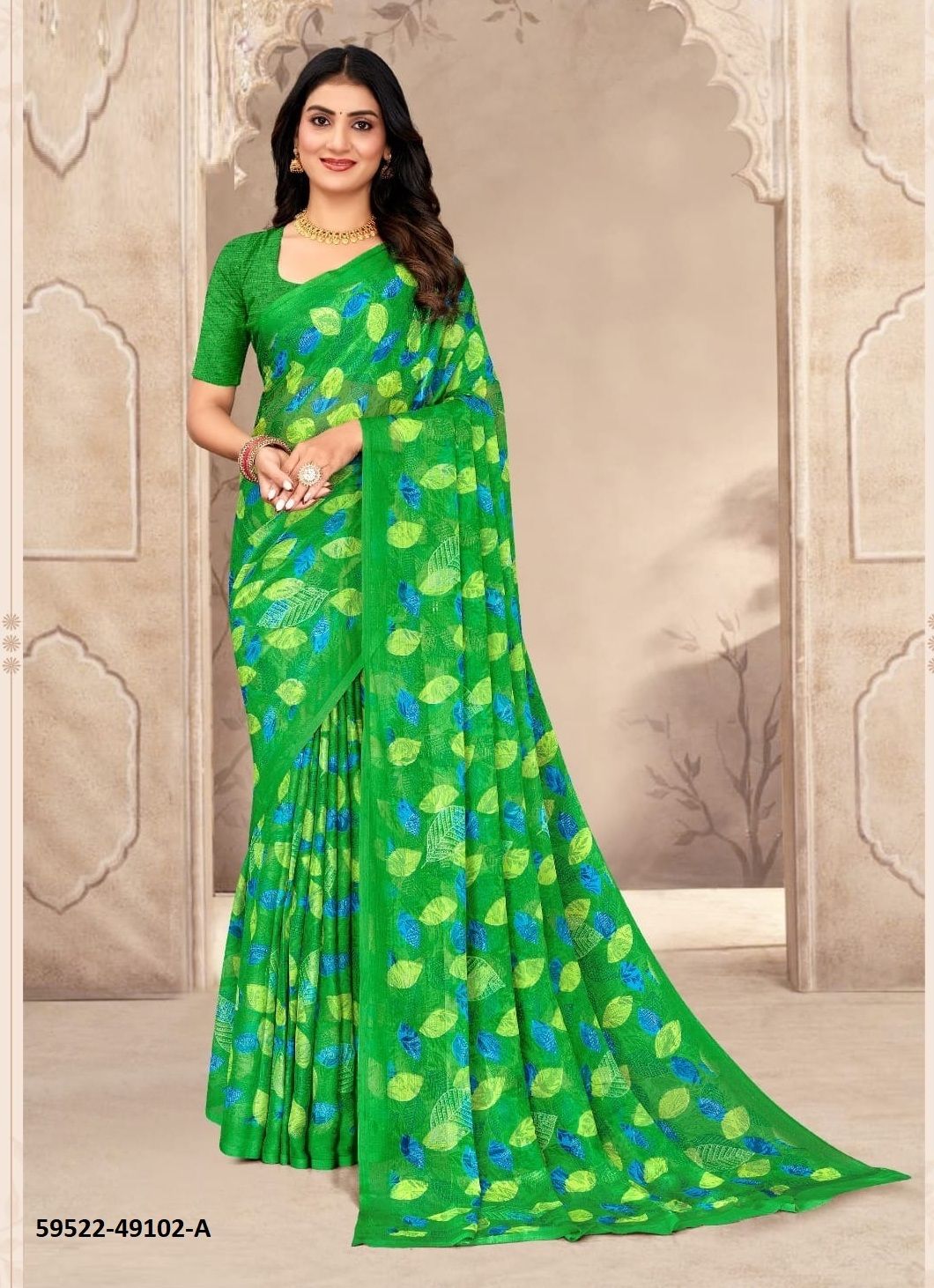STAR CHIFFON 202 - Catalog # 59522 (Set of 12 Sarees) by Brand RUCHI SAREES