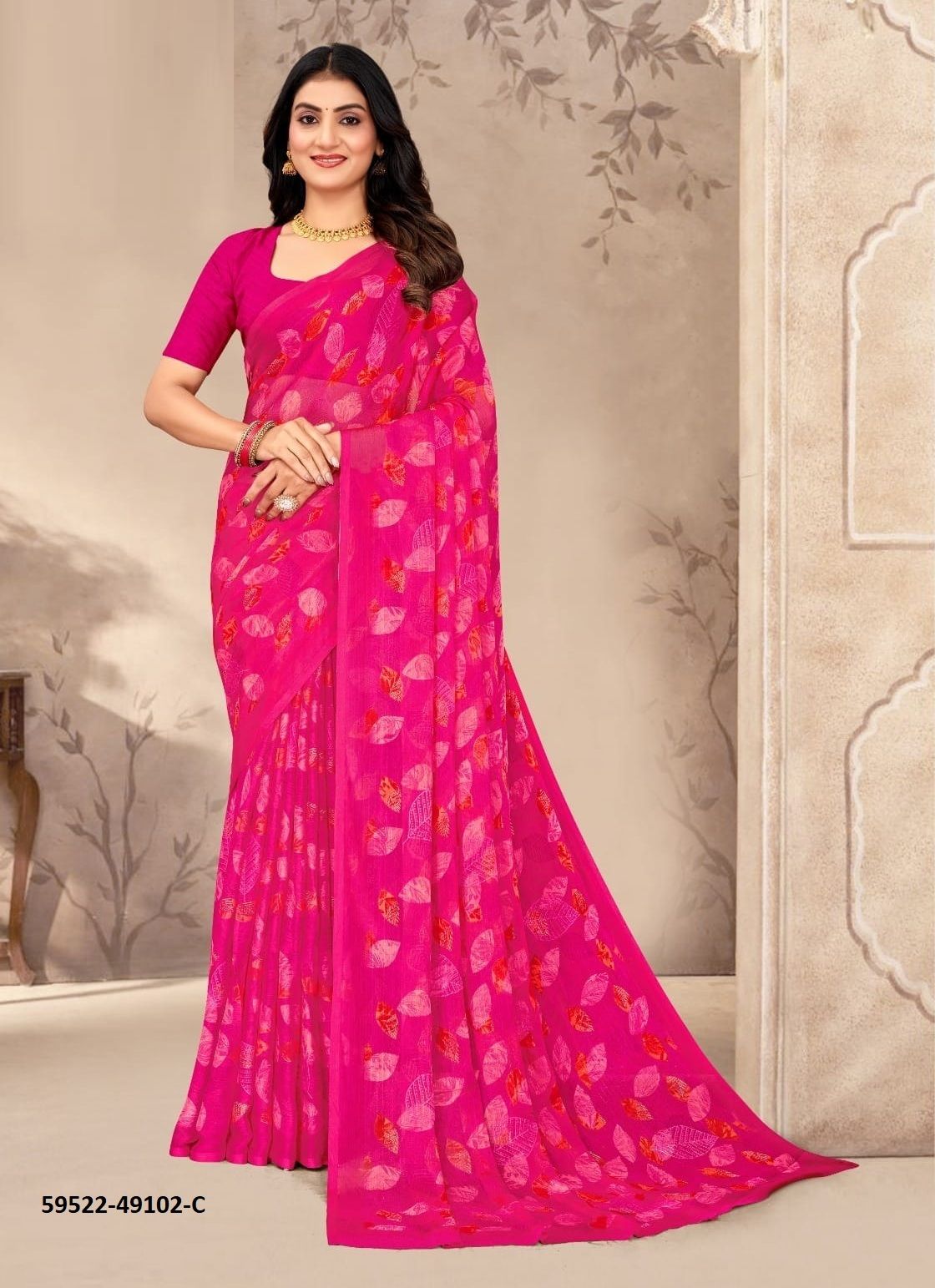 STAR CHIFFON 202 - Catalog # 59522 (Set of 12 Sarees) by Brand RUCHI SAREES