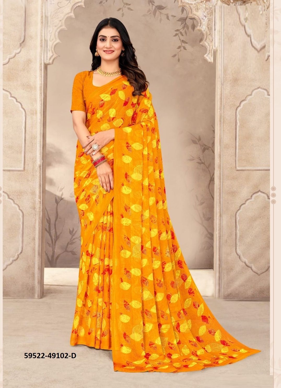 STAR CHIFFON 202 - Catalog # 59522 (Set of 12 Sarees) by Brand RUCHI SAREES