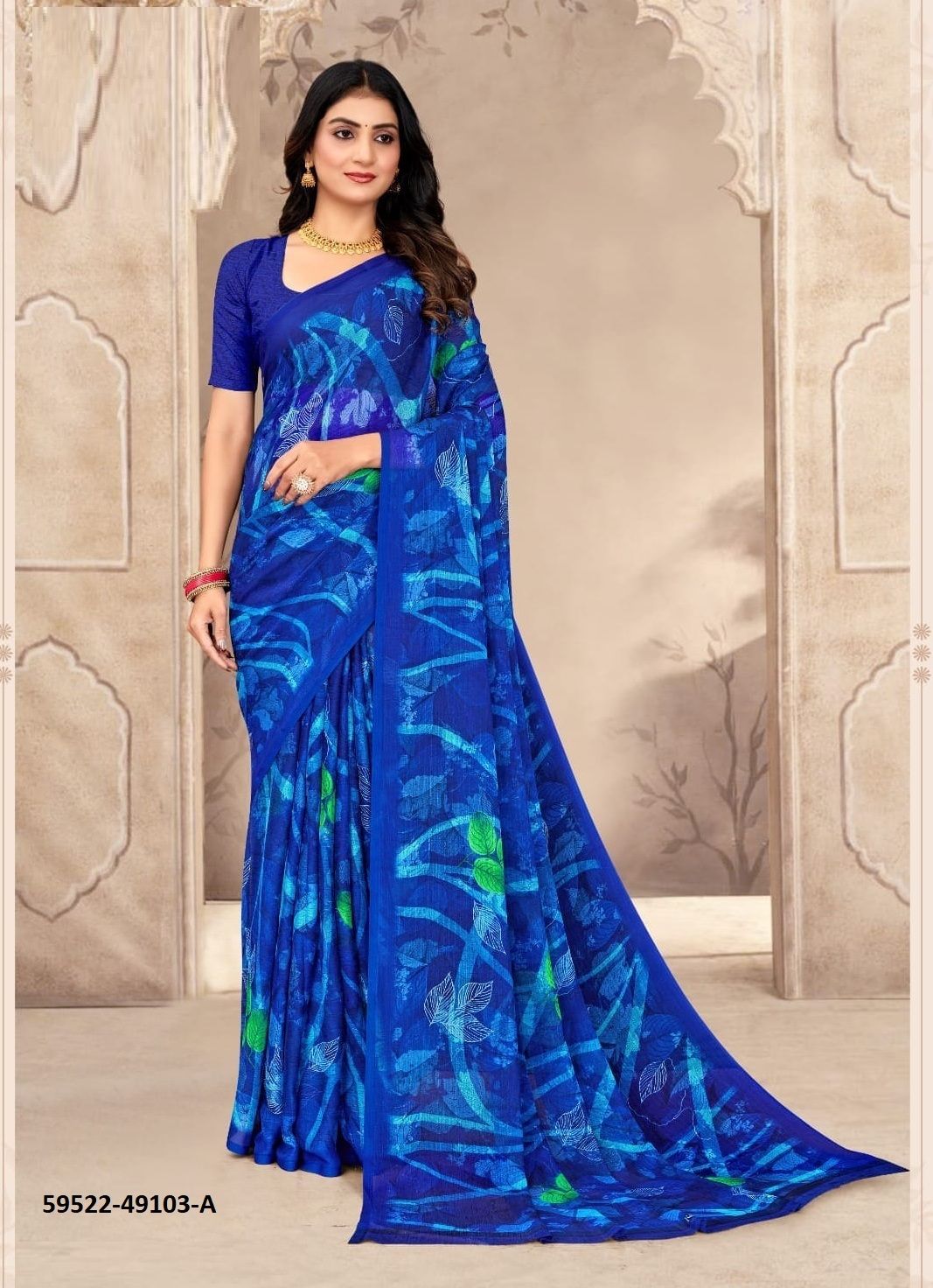 STAR CHIFFON 202 - Catalog # 59522 (Set of 12 Sarees) by Brand RUCHI SAREES