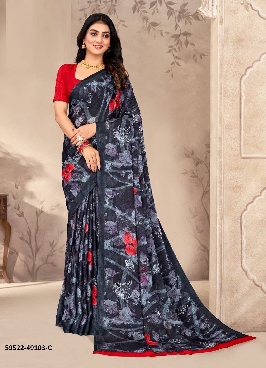 STAR CHIFFON 202 - Catalog # 59522 (Set of 12 Sarees) by Brand RUCHI SAREES