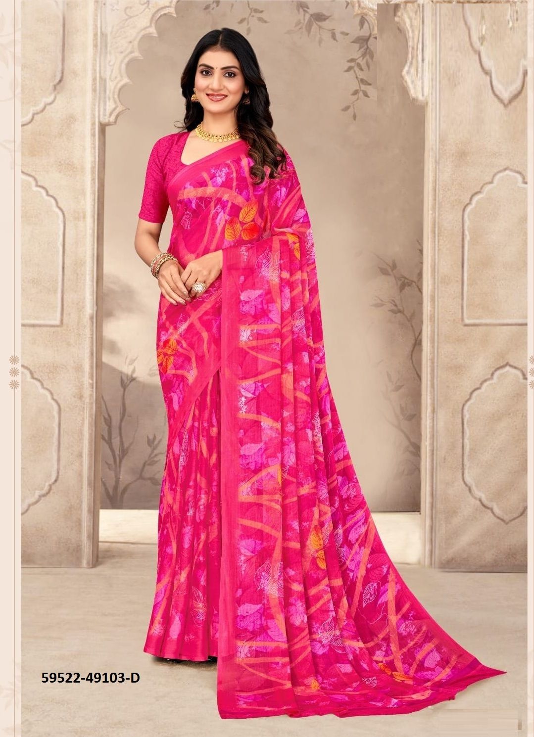 STAR CHIFFON 202 - Catalog # 59522 (Set of 12 Sarees) by Brand RUCHI SAREES