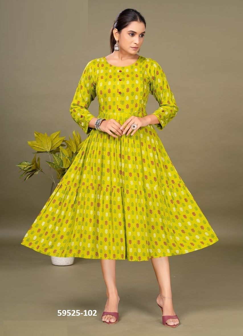NIROSHA - Catalog # 59525 (Set of 6 Readymade Women's Kurtis / Tops) by Brand DEE CEE