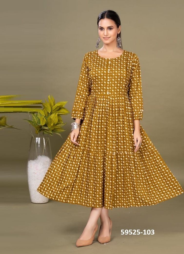 NIROSHA - Catalog # 59525 (Set of 6 Readymade Women's Kurtis / Tops) by Brand DEE CEE