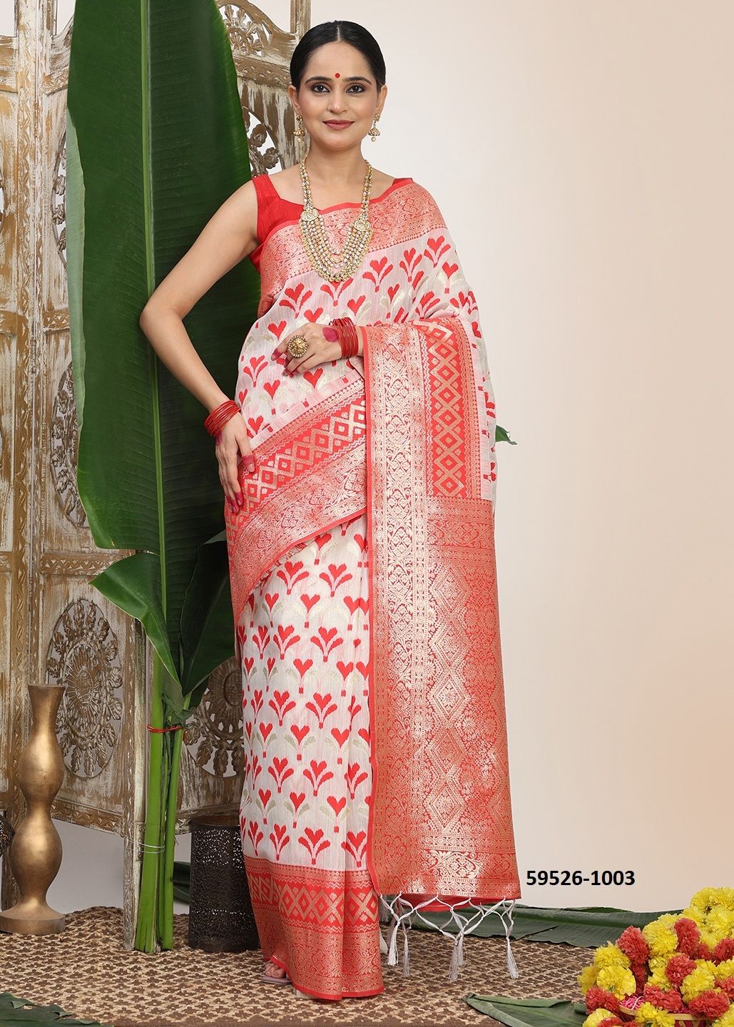 SINDOORI SAAT - Catalog # 59526 (Set of 6 Sarees) by Brand AABHARAN