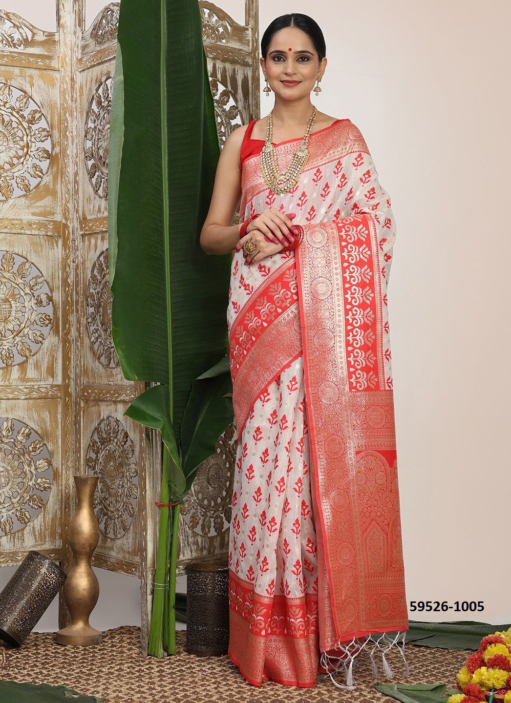 SINDOORI SAAT - Catalog # 59526 (Set of 6 Sarees) by Brand AABHARAN