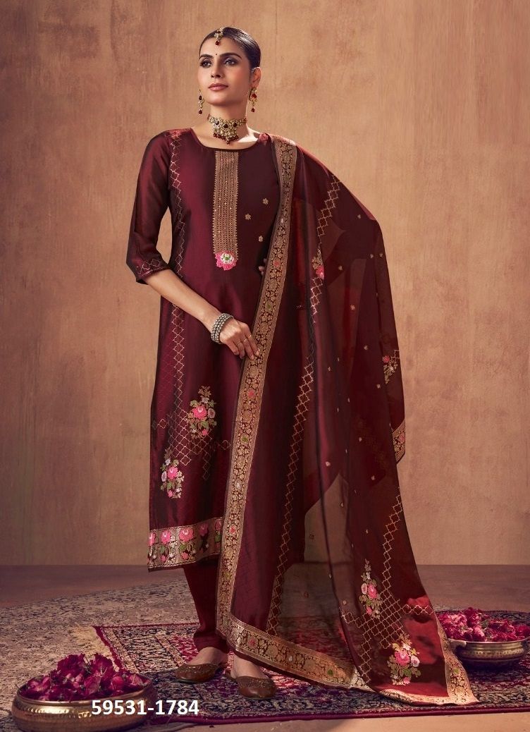 RANG RAAG - Catalog # 59531 (Set of 4 Semi-Stitched / Un-Stitched Suits) by Brand FOUR DOTS