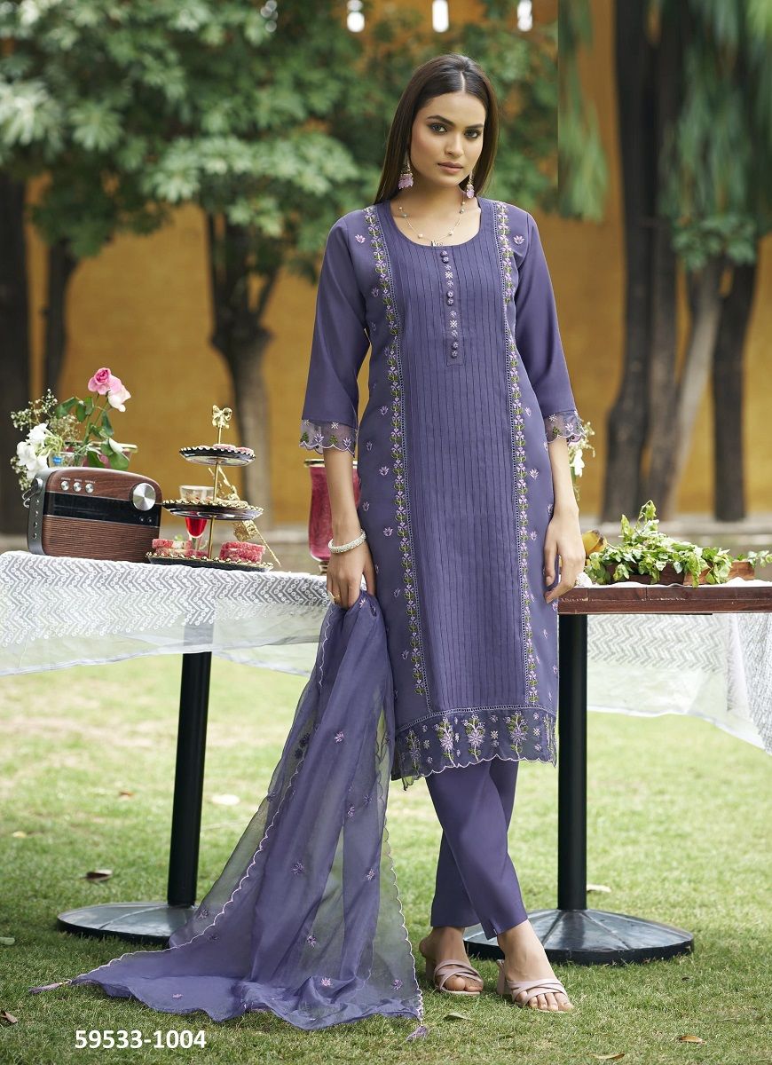 WOMIKA - Catalog # 59533 (Set of 6 Readymade Salwar Suits) by Brand WOODEE AHMEDABAD