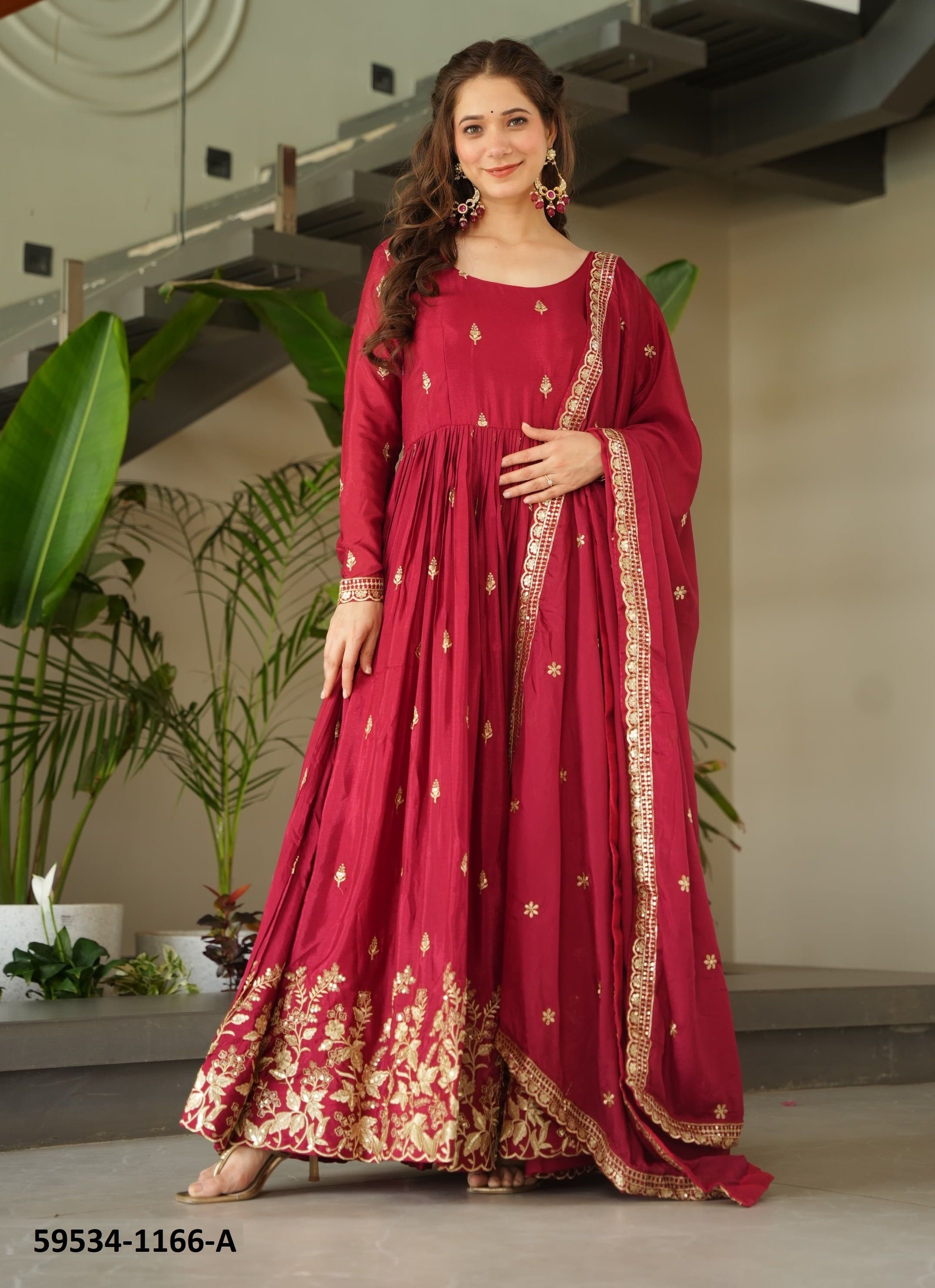 RED & BLUE - Catalog # 59534 (Set of 2 Readymade Gowns) by Brand MEHERIYA RED & BLUE - Catalog # 59534 (Set of 2 Readymade Gowns) by Brand MEHERIYA