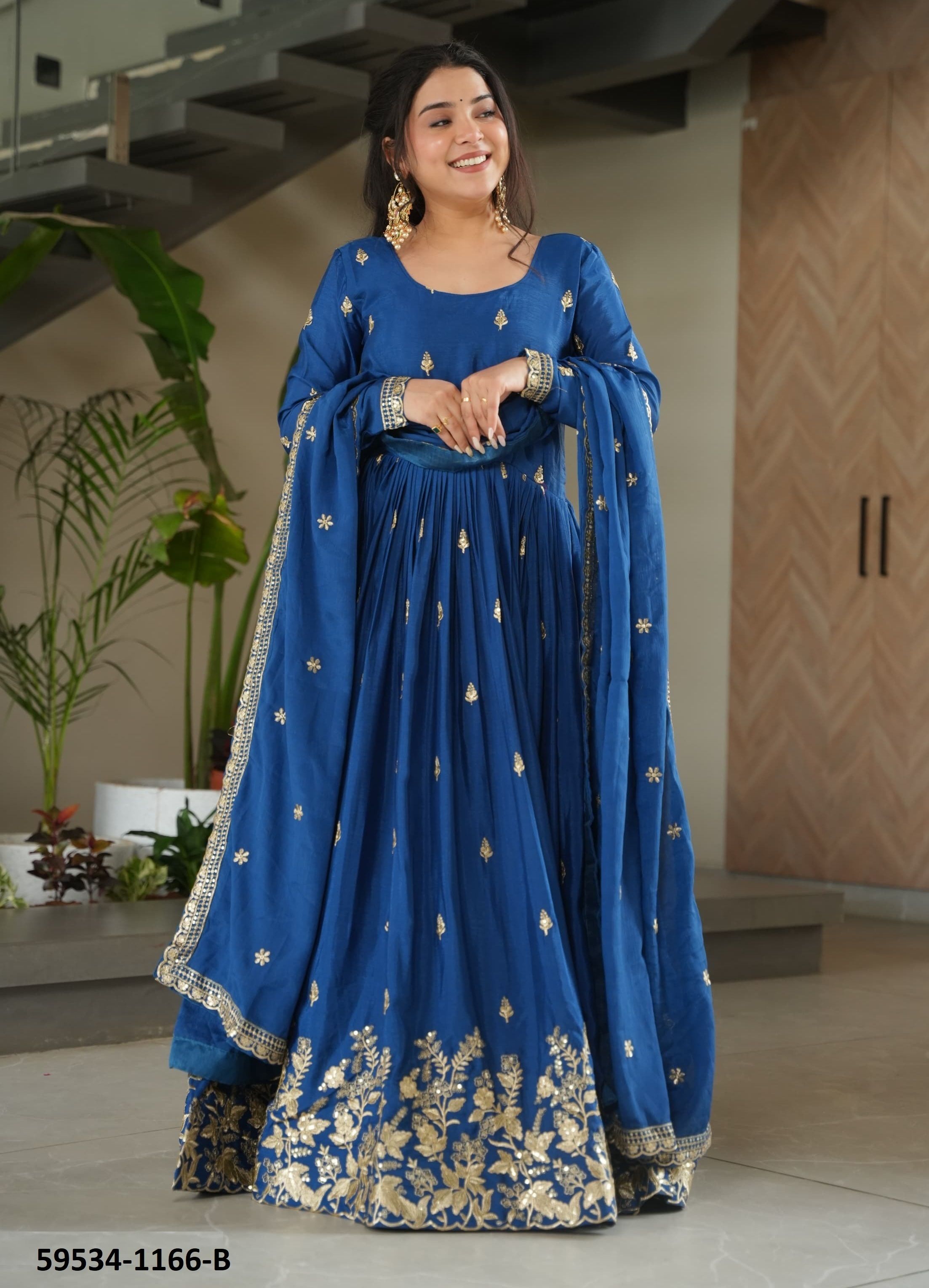 RED & BLUE - Catalog # 59534 (Set of 2 Readymade Gowns) by Brand MEHERIYA RED & BLUE - Catalog # 59534 (Set of 2 Readymade Gowns) by Brand MEHERIYA
