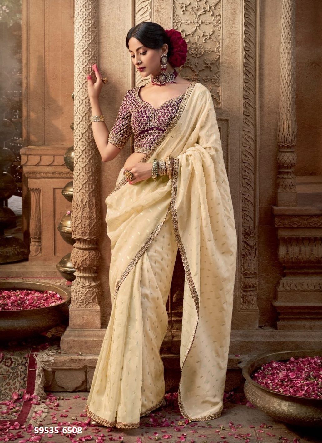 KASHVI - Catalog # 59535 (Set of 8 Sarees) by Brand KIRA FASHIONS