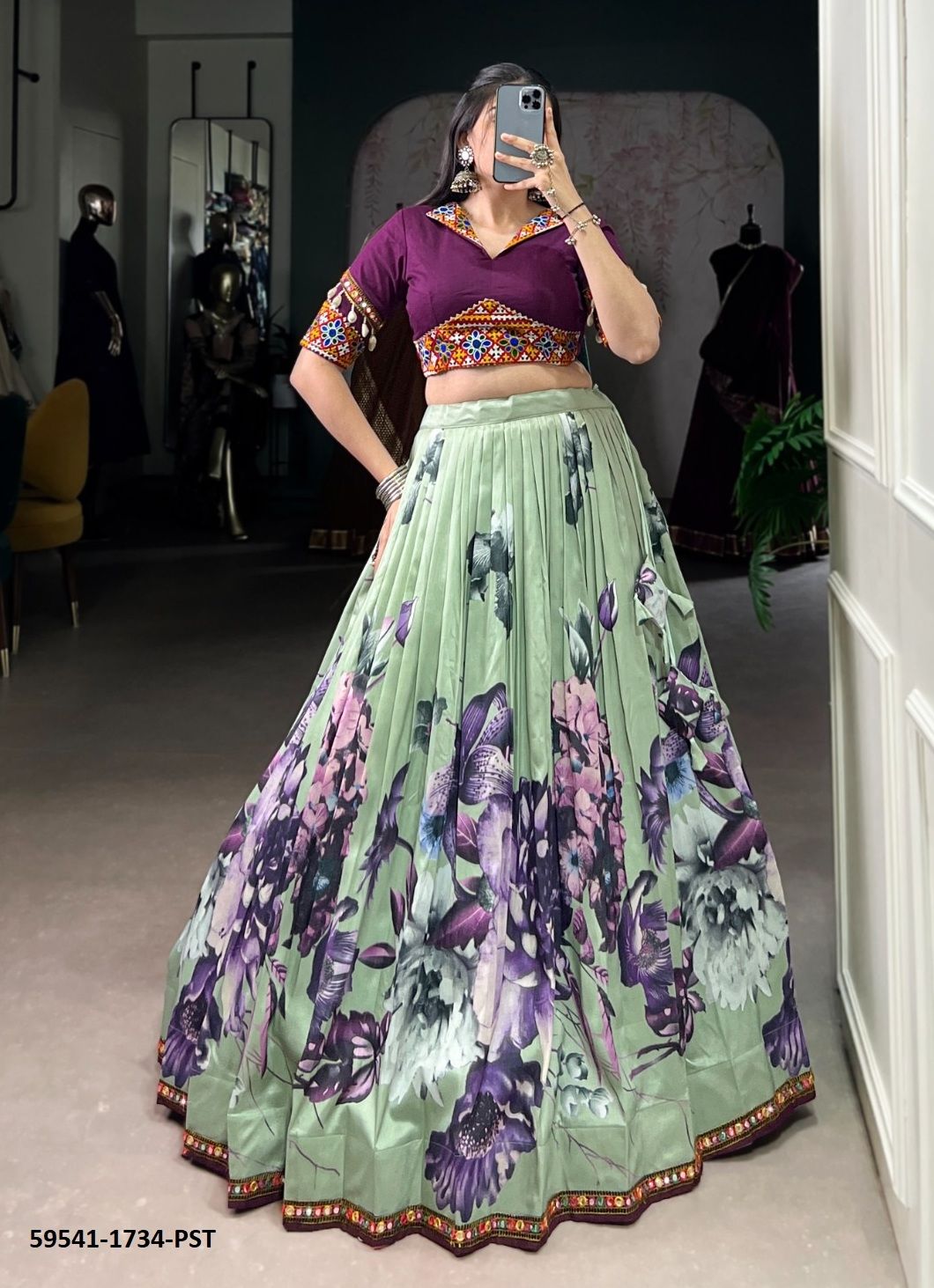 NAVRATRI SERIES 1734 - Catalog # 59541 (Set of 4 Readymade Lehengas) by Brand AABHARAN NAVRATRI SERIES 1734 - Catalog # 59541 (Set of 4 Readymade Lehengas) by Brand AABHARAN