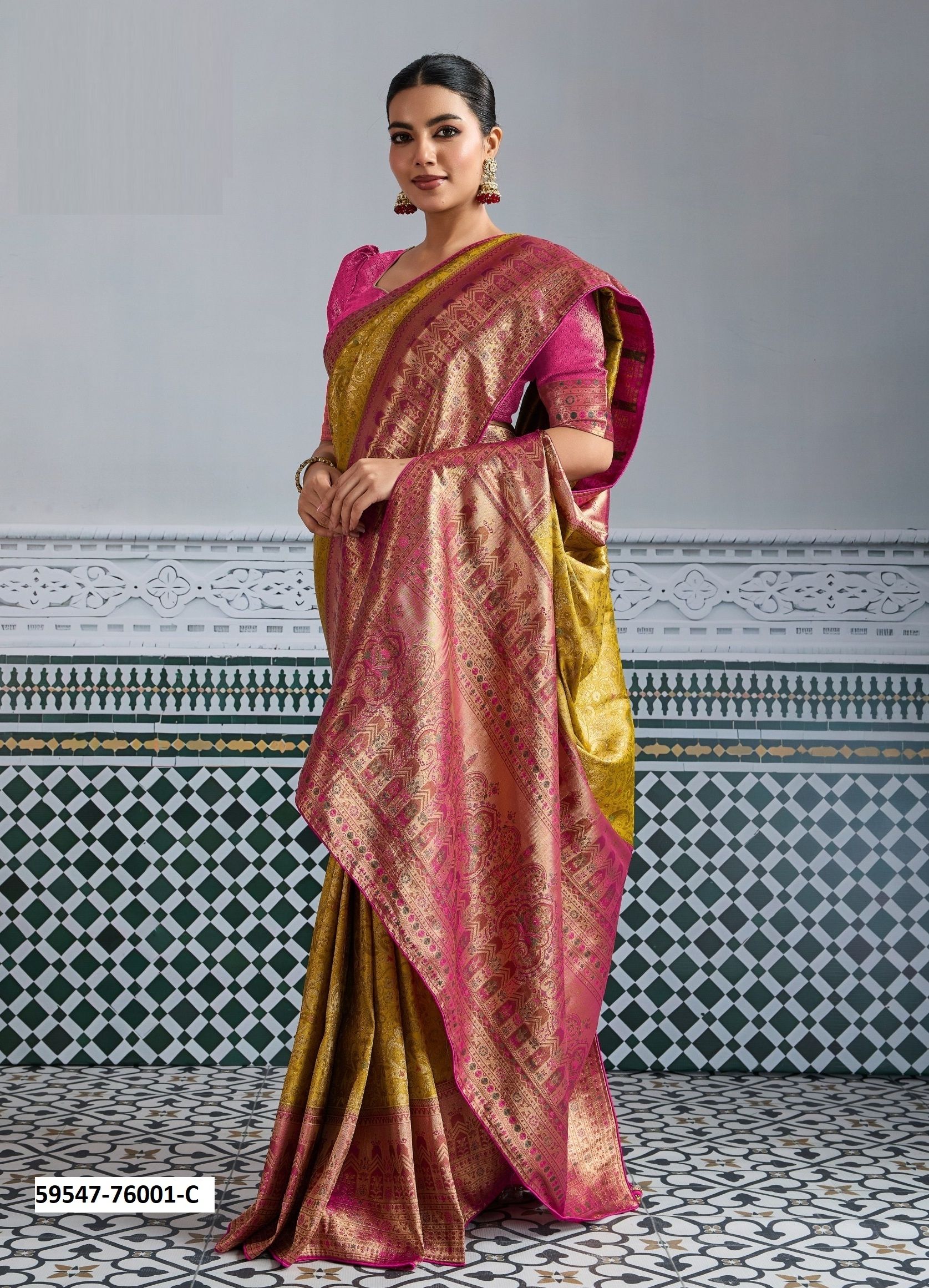 RAJVALLI GOLD - Catalog # 59547 (Set of 4 Sarees) by Brand S-ETHNIC LIFESTYLE