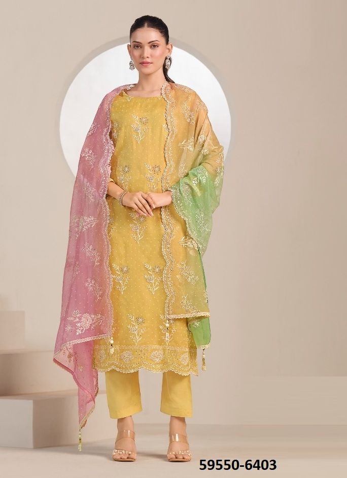 ANDERA - Catalog # 59550 (Set of 6 Semi-Stitched / Un-Stitched Suits) by Brand VIPUL FASHIONS