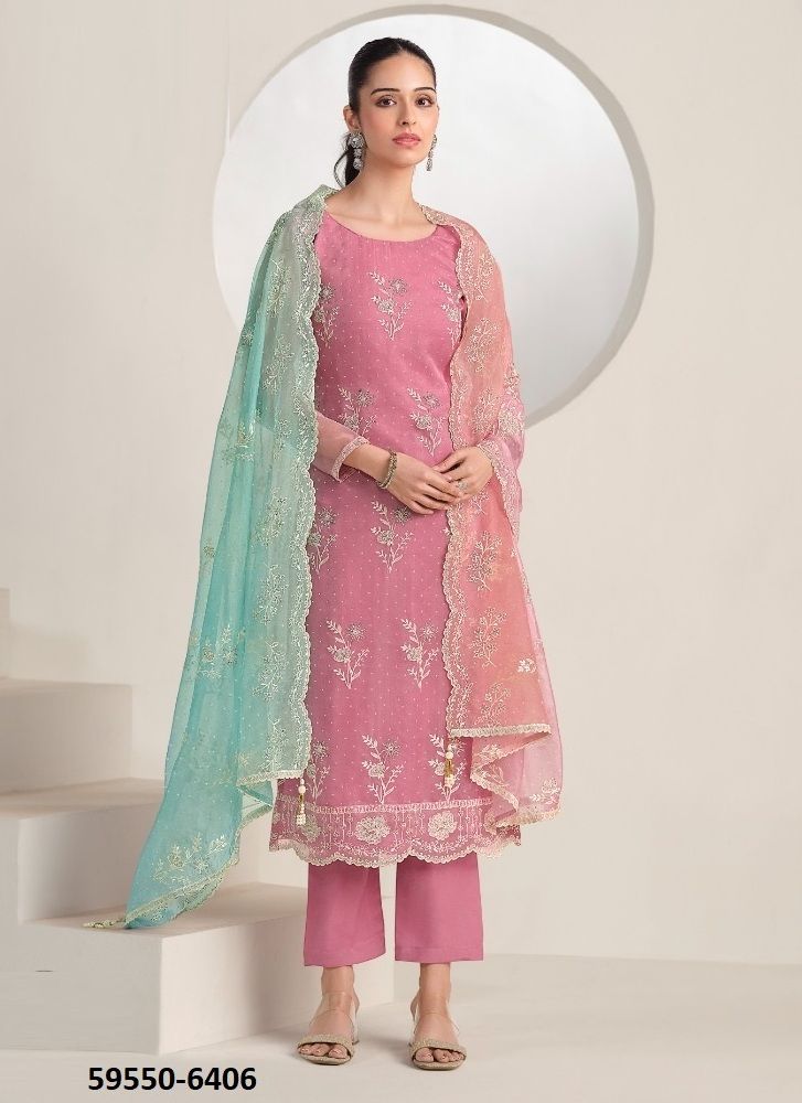 ANDERA - Catalog # 59550 (Set of 6 Semi-Stitched / Un-Stitched Suits) by Brand VIPUL FASHIONS