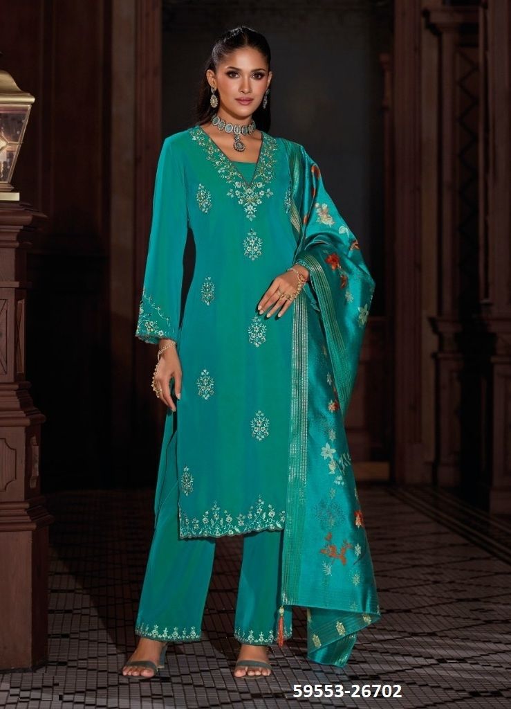 NAZAARE - Catalog # 59553 (Set of 6 Readymade Salwar Suits) by Brand LILY & LALI