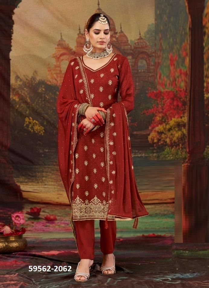 KASHMIRA - Catalog # 59562 (Set of 4 Semi-Stitched / Un-Stitched Suits) by Brand FOUR DOTS