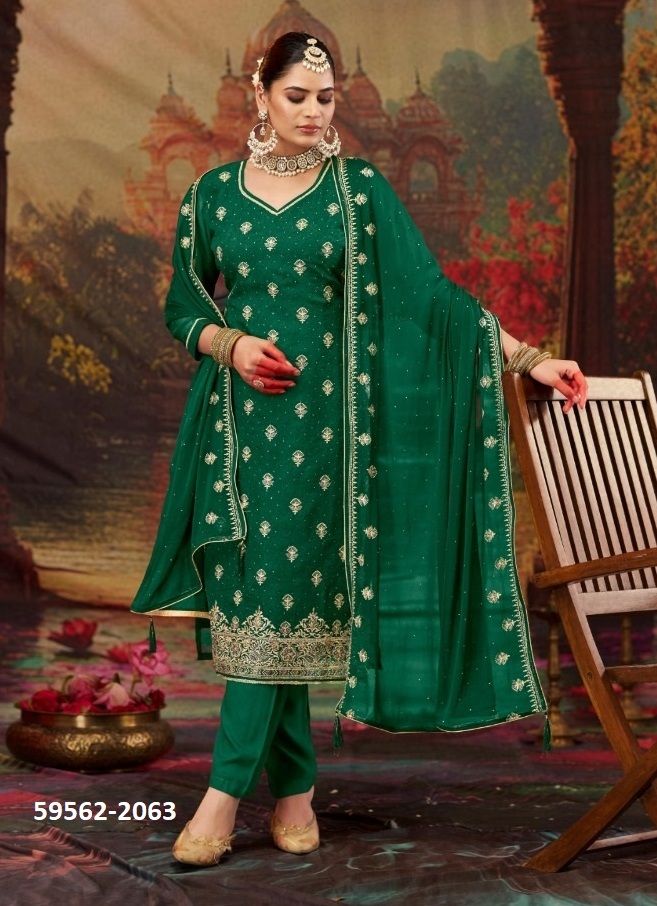 KASHMIRA - Catalog # 59562 (Set of 4 Semi-Stitched / Un-Stitched Suits) by Brand FOUR DOTS
