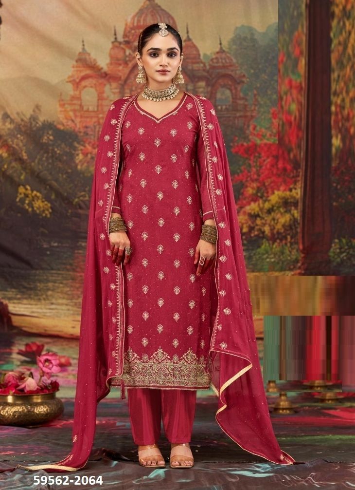 KASHMIRA - Catalog # 59562 (Set of 4 Semi-Stitched / Un-Stitched Suits) by Brand FOUR DOTS