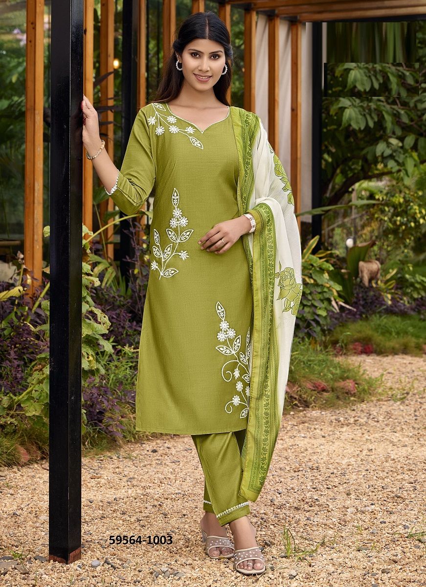 NOOR - Catalog # 59564 (Set of 6 Readymade Salwar Suits) by Brand OSSM