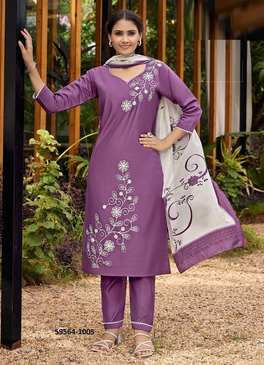 NOOR - Catalog # 59564 (Set of 6 Readymade Salwar Suits) by Brand OSSM