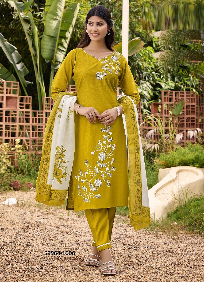 NOOR - Catalog # 59564 (Set of 6 Readymade Salwar Suits) by Brand OSSM