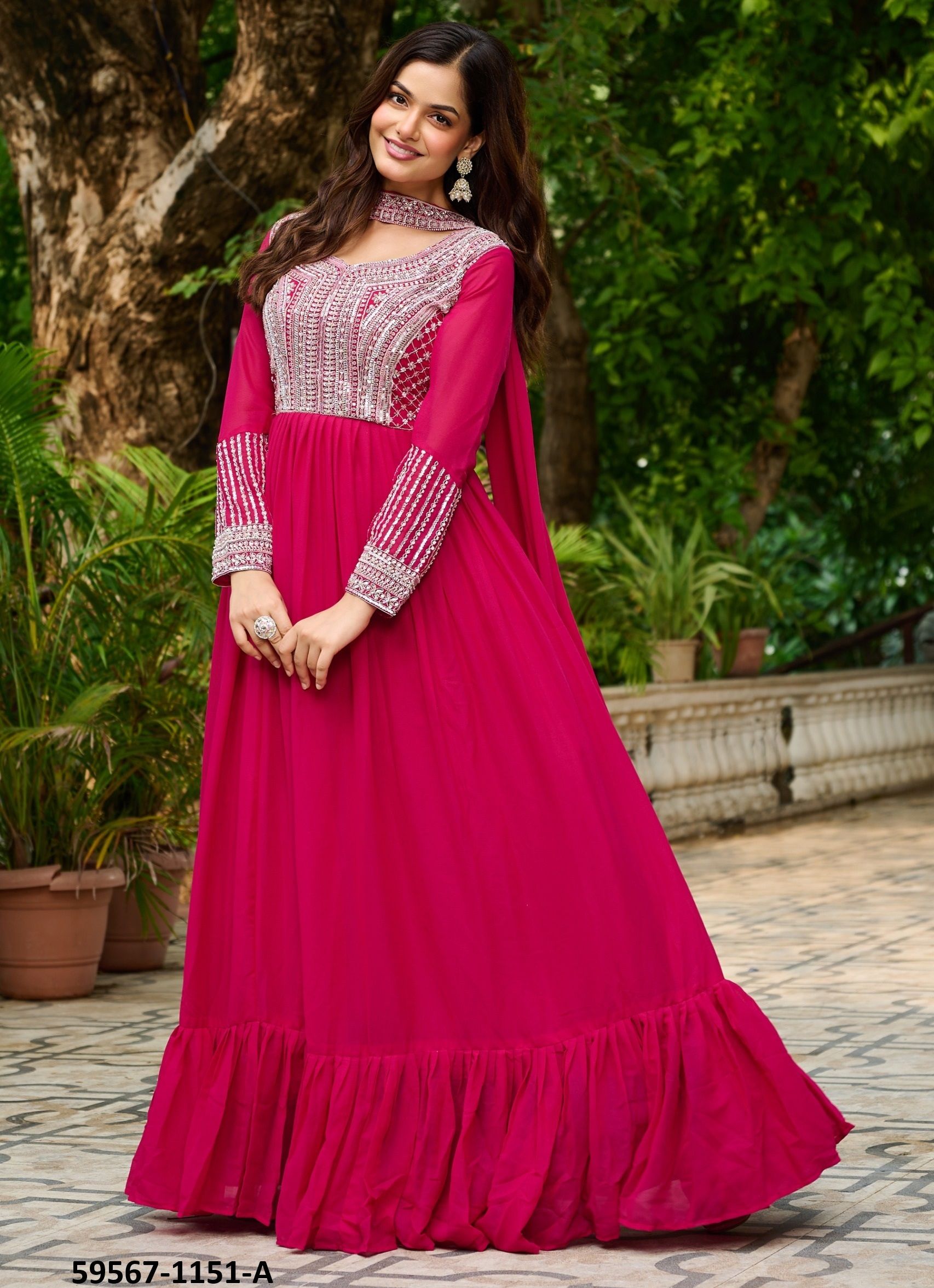 FLOOR LENGTH 1151 - Catalog # 59567 (Set of 2 Readymade Gowns) by Brand AABHARAN FLOOR LENGTH 1151 - Catalog # 59567 (Set of 2 Readymade Gowns) by Brand AABHARAN