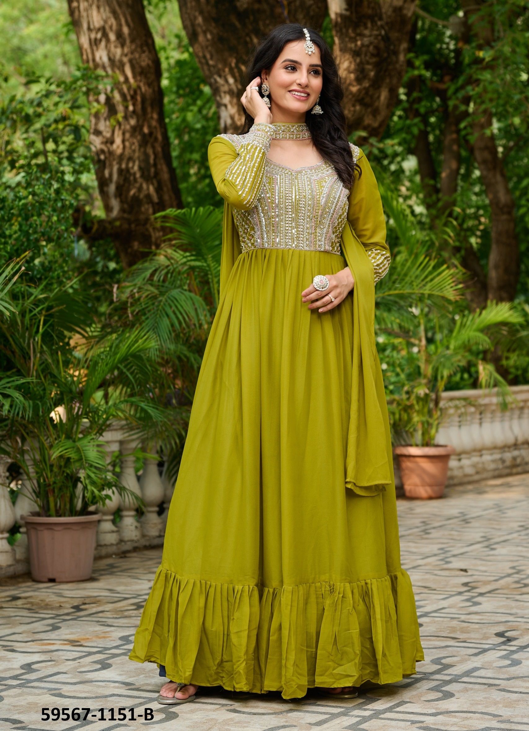 FLOOR LENGTH 1151 - Catalog # 59567 (Set of 2 Readymade Gowns) by Brand AABHARAN FLOOR LENGTH 1151 - Catalog # 59567 (Set of 2 Readymade Gowns) by Brand AABHARAN