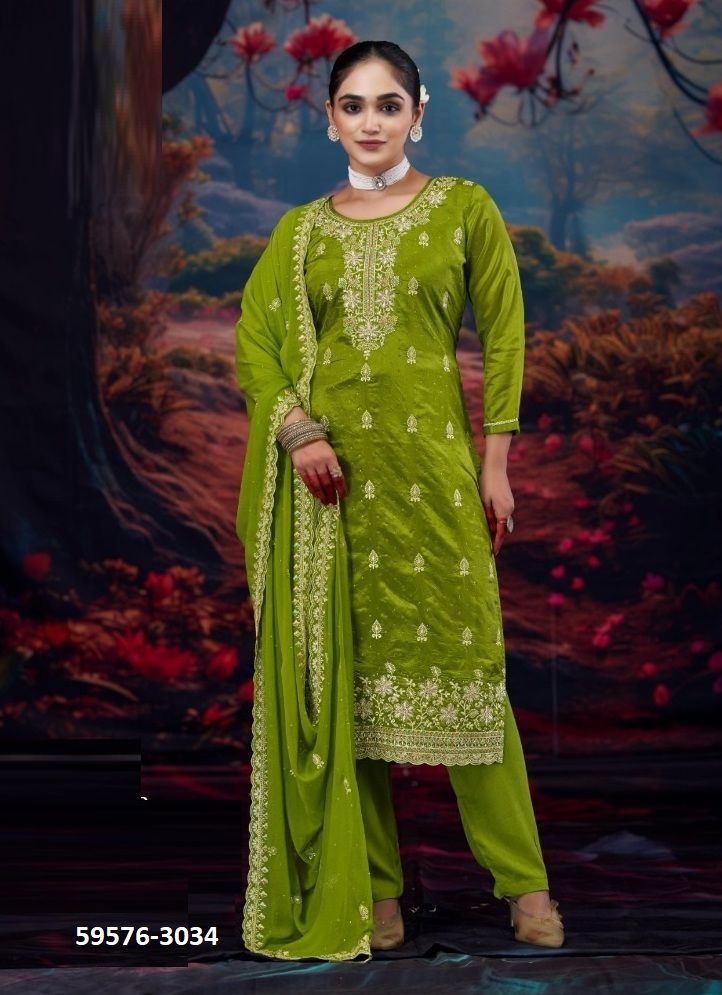 KIMAYA - Catalog # 59576 (Set of 4 Semi-Stitched / Un-Stitched Suits) by Brand FOUR DOTS