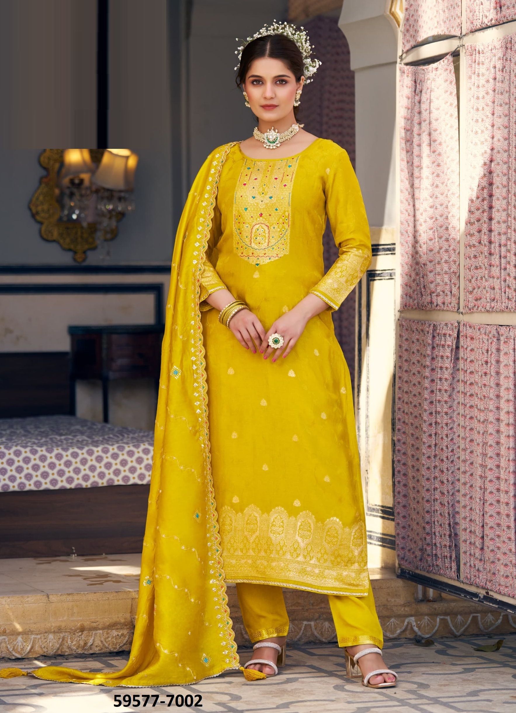 SAVITRI - Catalog # 59577 (Set of 4 Readymade Salwar Suits) by Brand RANGOON