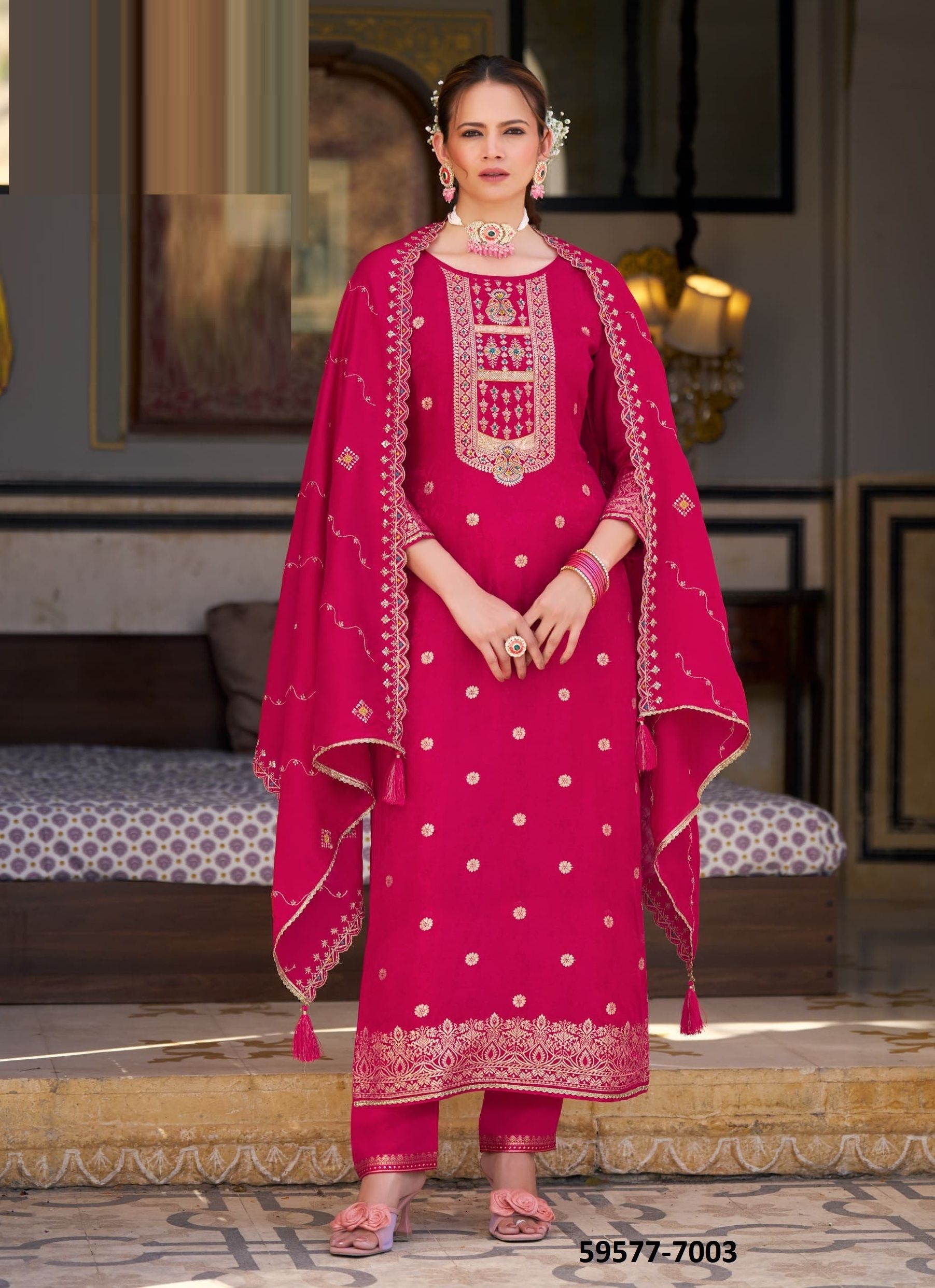 SAVITRI - Catalog # 59577 (Set of 4 Readymade Salwar Suits) by Brand RANGOON