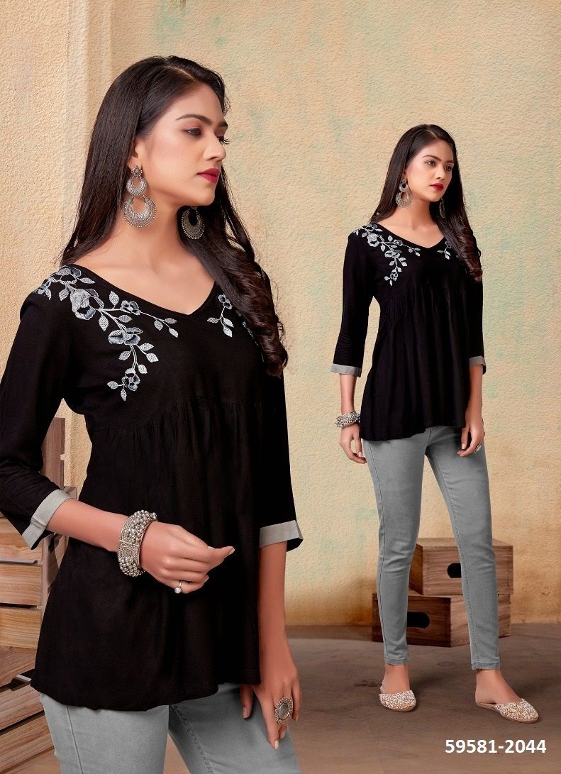NORA 2 - Catalog # 59581 (Set of 3 Readymade Women's Kurtis / Tops) by Brand AABHARAN NORA 2 - Catalog # 59581 (Set of 3 Readymade Women's Kurtis / Tops) by Brand AABHARAN