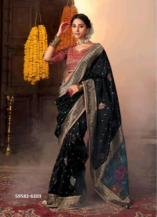 KIKI SILK - Catalog # 59582 (Set of 5 Sarees) by Brand KIRA FASHIONS